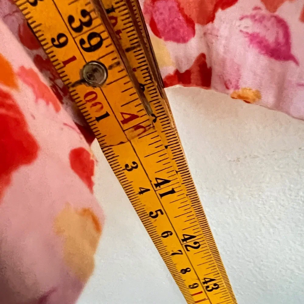Floral Midi Dress Womens‎ PM or S/M Ruffle Strap Cotton Pink Orange  Sundress